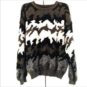 Today’s News Vintage Crewneck Pullover Knit Sweater Cow Print L